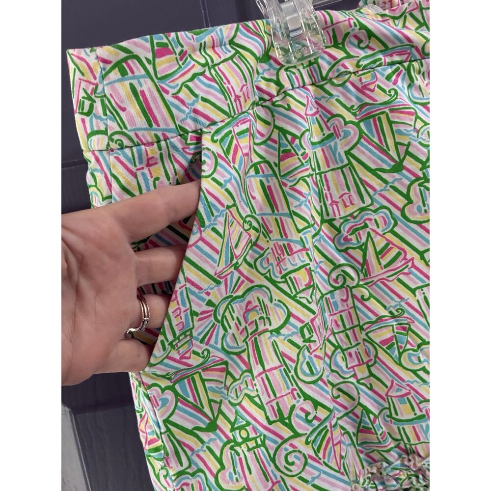 Lilly Pulitzer Green Pink sailboat lighthouse Skirt Size 14 Ruffled trim - Picture 5 of 9
